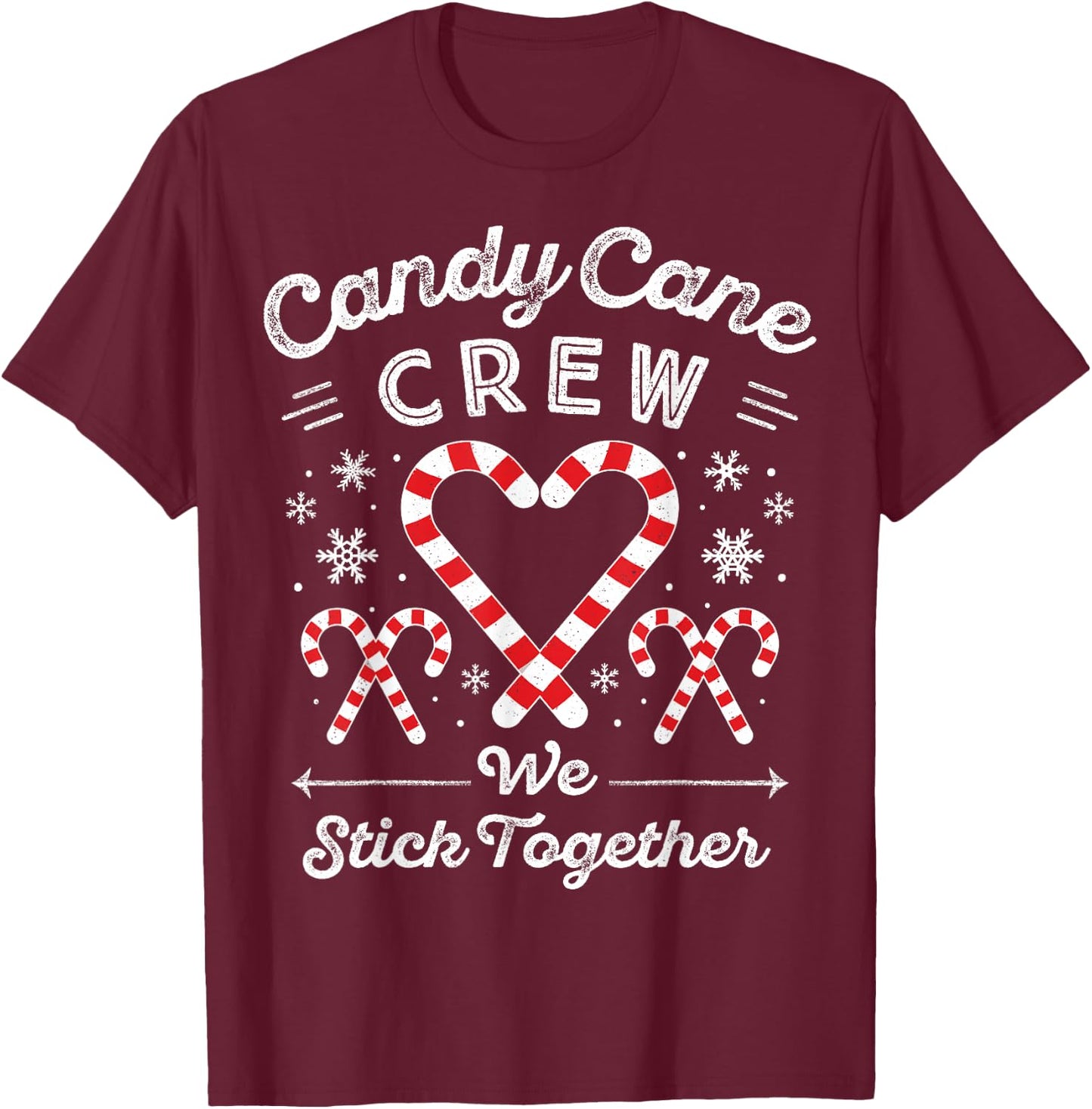 Christmas Candy Cane Heart Holiday Family Matching Pajama PJ T-Shirt - T-Shirt | Maroon