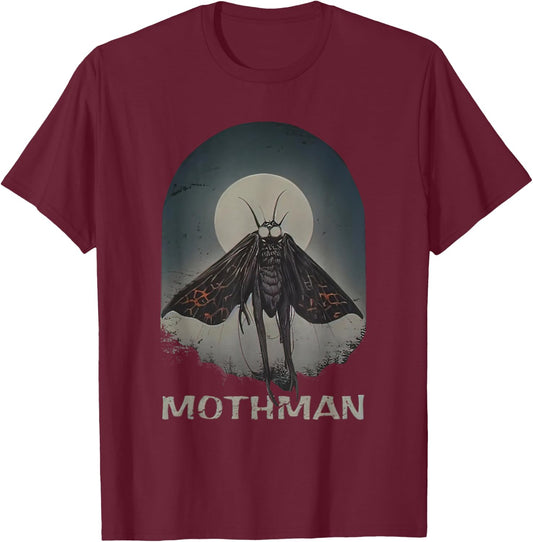 Mothman Cryptid Cryptozoology Moon Scary T-Shirt - T-Shirt | Maroon