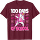 100 Days Of School Dabbing Unicorn 100th Day Of School Girls T-Shirt - T-Shirt | Maroon