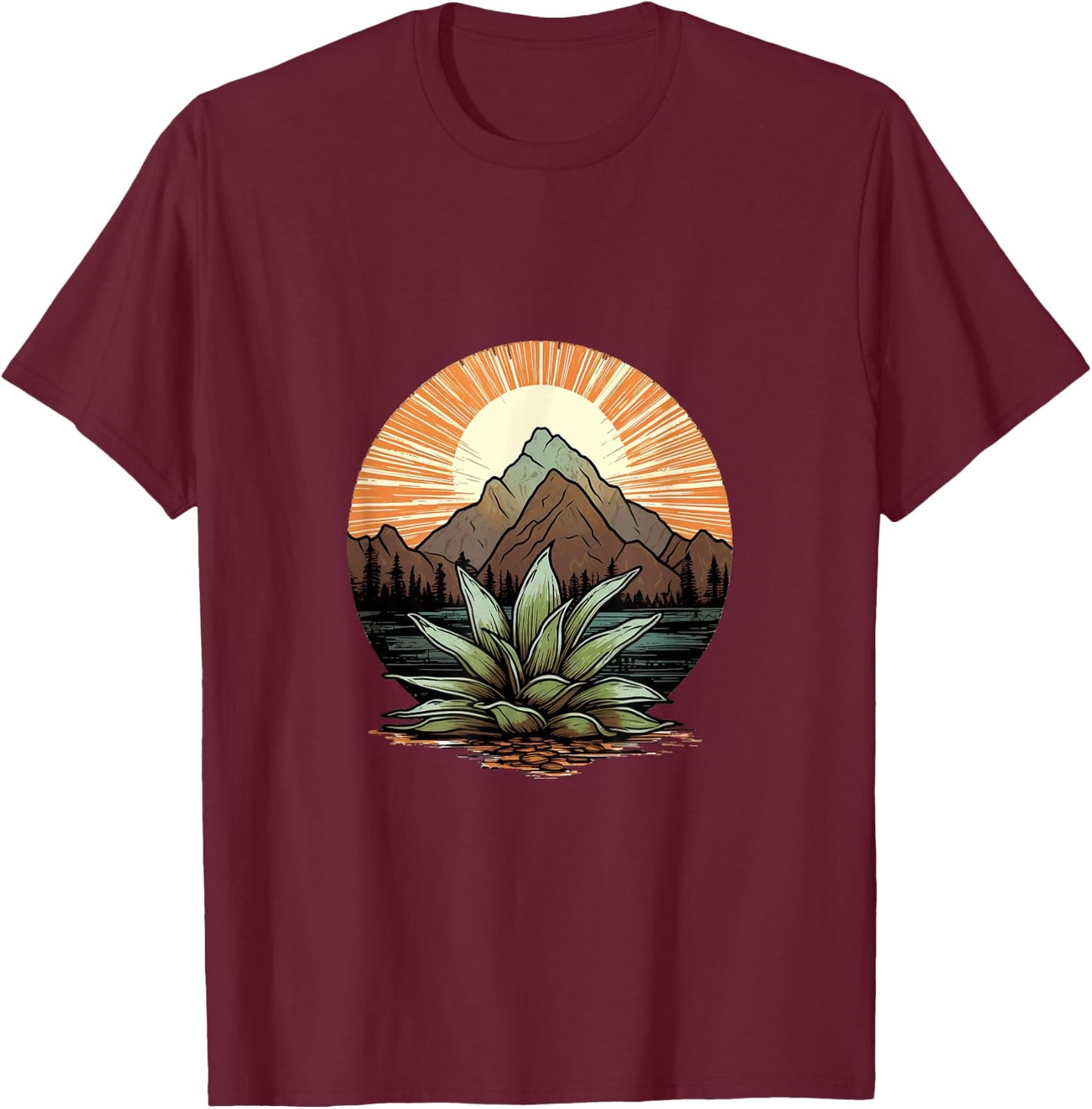 Agave Plants Silhouette Agave Plant Collector Mexican T-Shirt - T-Shirt | Maroon