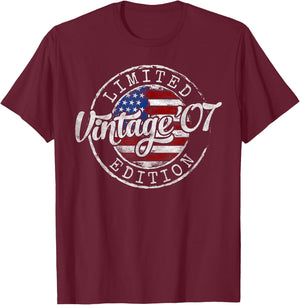 Vintage 2007 18th Birthday Gifts Women 18 Year Old T-Shirt - T-Shirt | Maroon