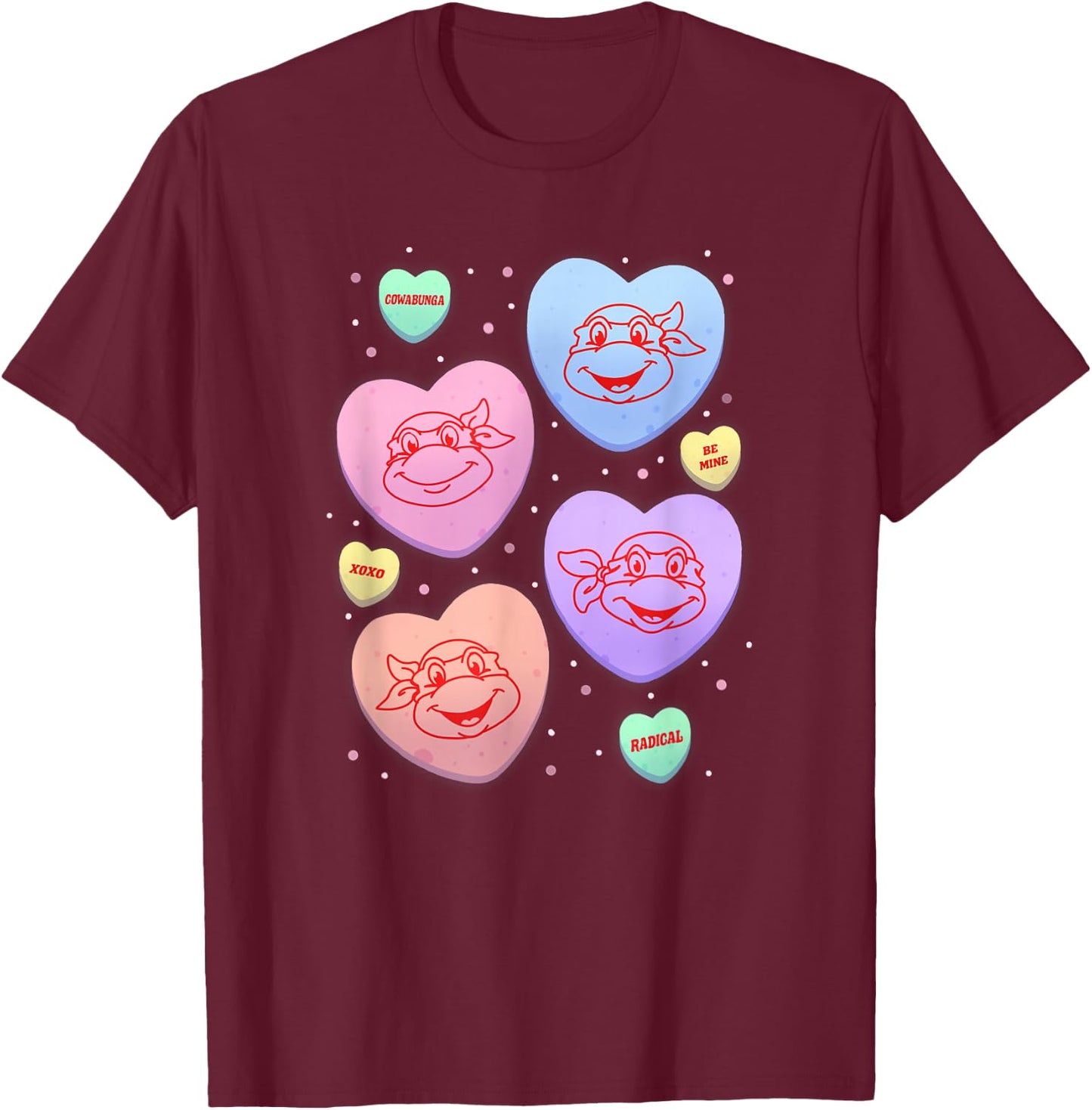 Teenage Mutant Ninja Turtles Valentine's Day Candy Hearts T-Shirt - T-Shirt | Maroon