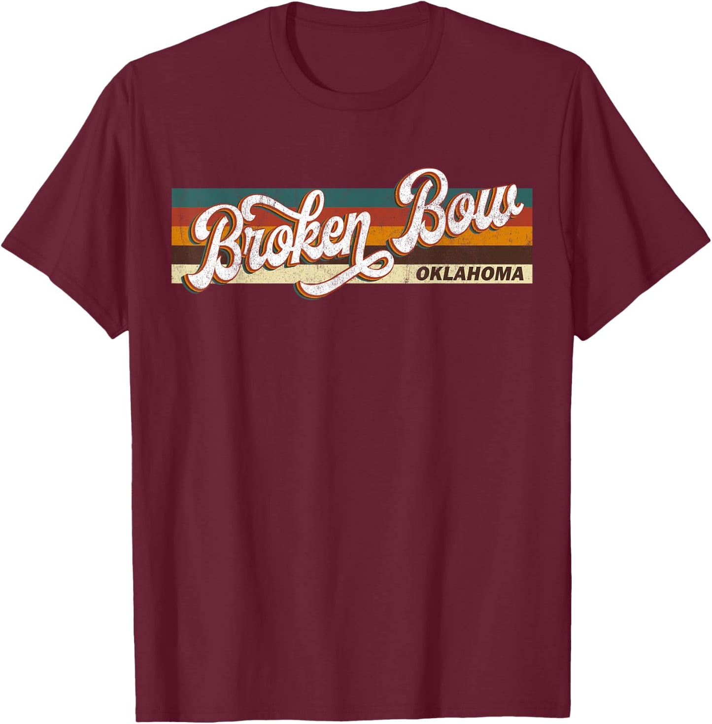 Retro Vintage 80s 70s Broken Bow Retro Oklahoma T-Shirt - T-Shirt | Maroon
