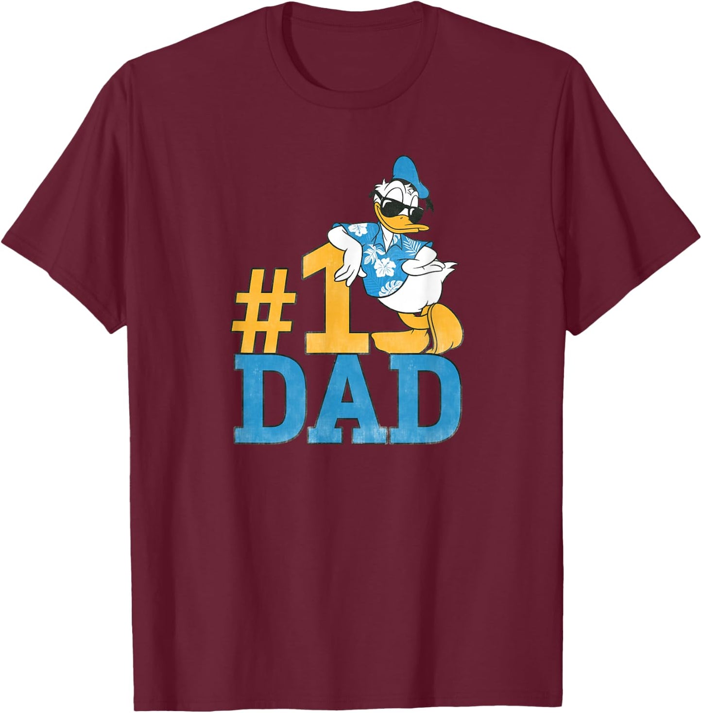 Disney Donald Duck Number One Dad Sunglasses Father's Day T-Shirt - T-Shirt | Maroon