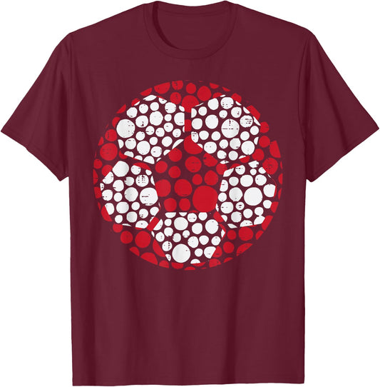 Soccer Ball Dots Football International Dot Day Men Boys Kid T-Shirt - T-Shirt | Maroon