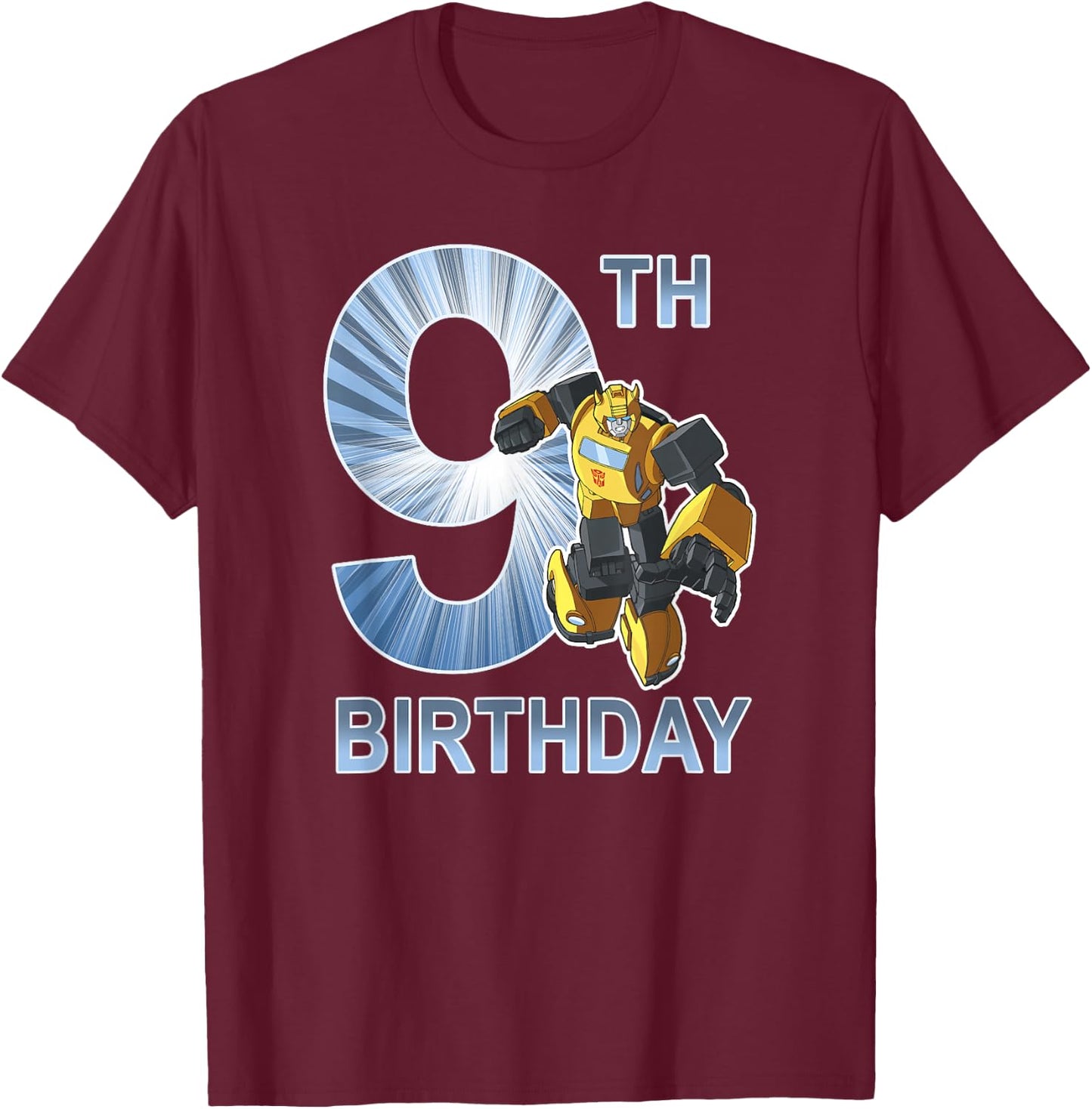 Transformers Bumblebee 9th Birthday Light Fill Poster T-Shirt - T-Shirt | Maroon