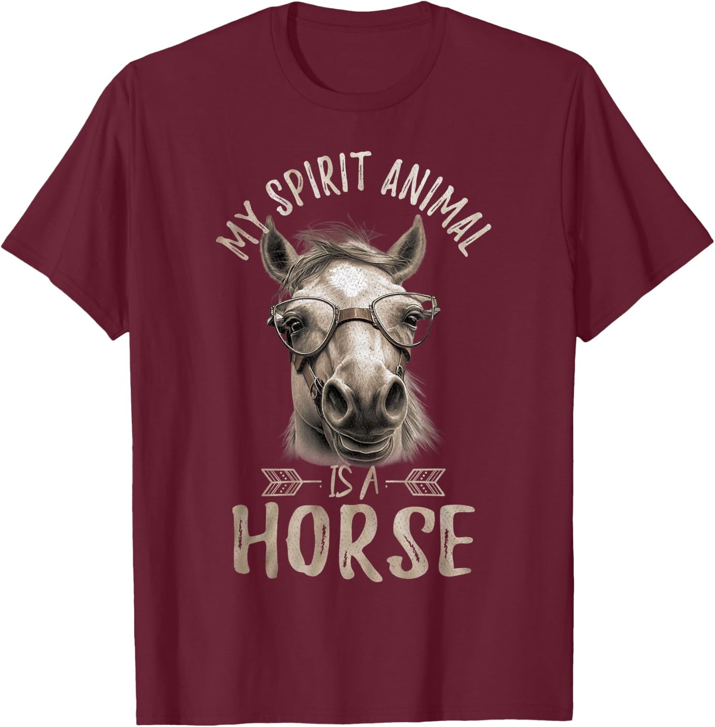 Vintage My Spirit Animal Is A Horse, Horseback Riding T-Shirt - T-Shirt | Maroon