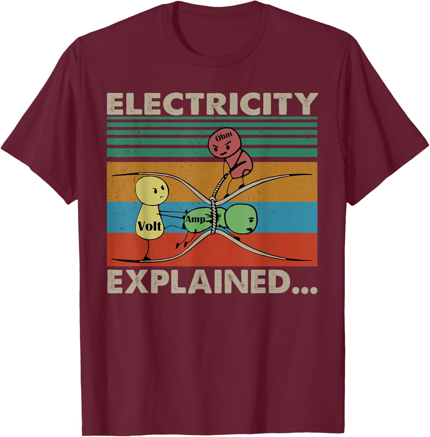 Electric Funny Ohm Volt Amp Electrical Retro Vintage T-Shirt - T-Shirt | Maroon