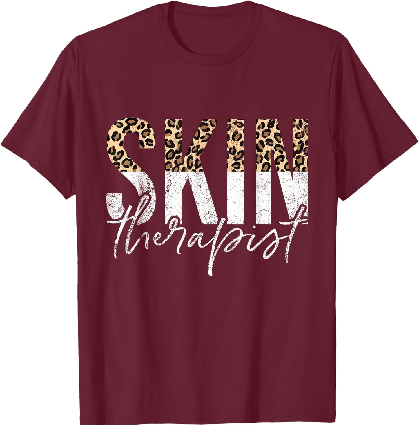 Vintage Skin Therapist Skincare Leopard Skin Esthetician T-Shirt - T-Shirt | Maroon