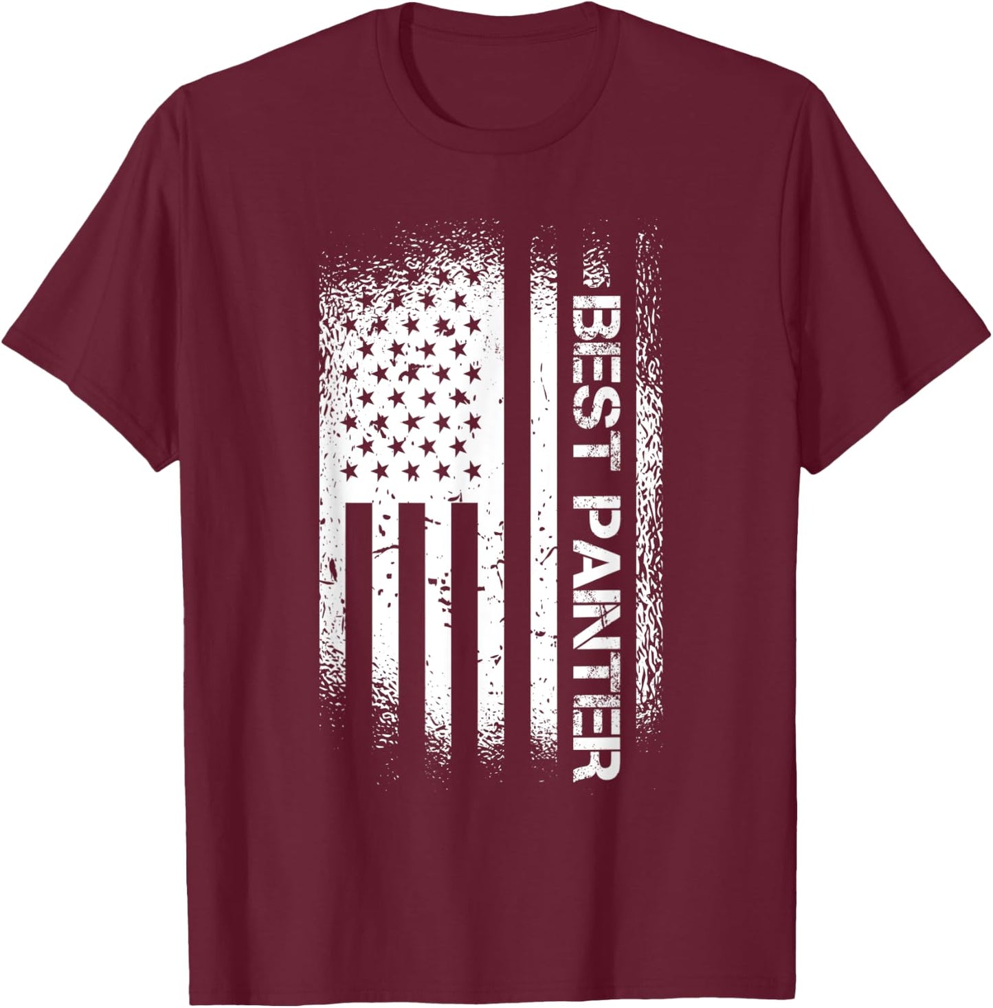 Patriotic Best Painter With American Flag Women Men T-Shirt - T-Shirt | Maroon