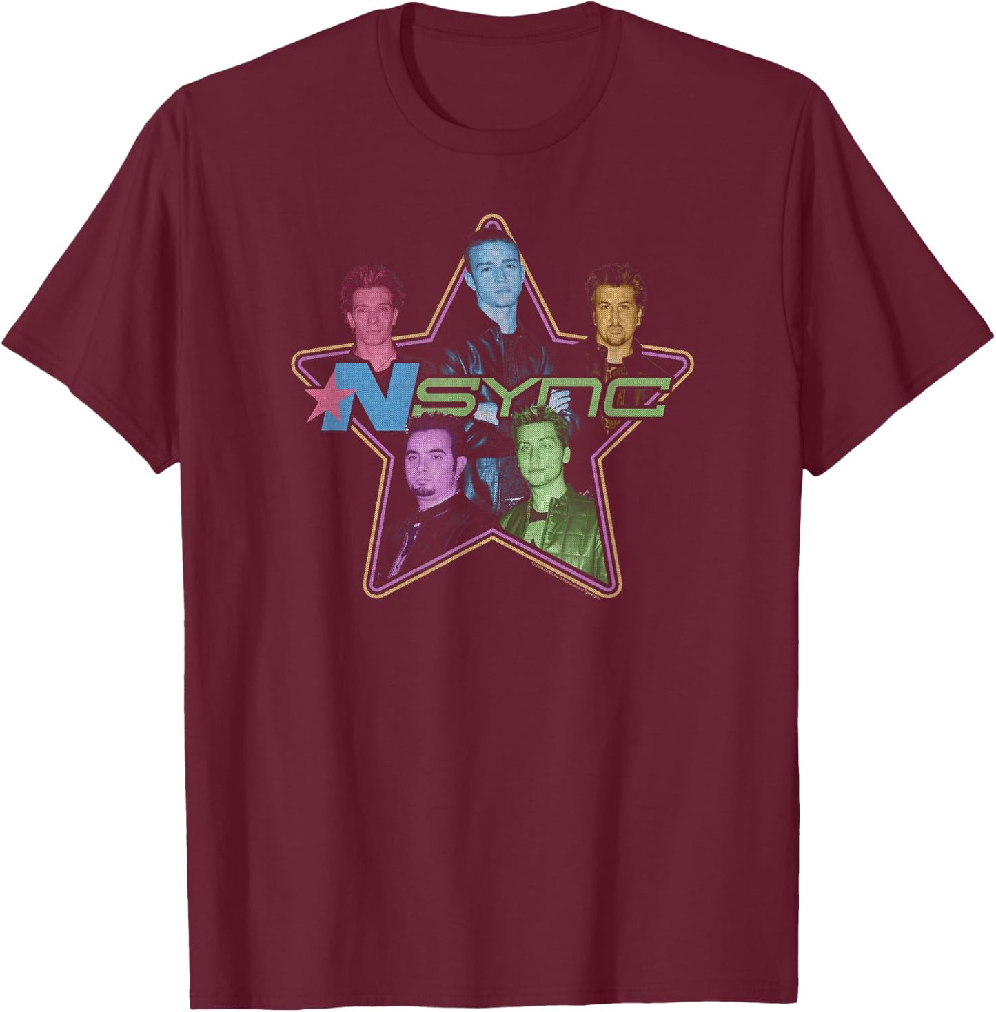 NSYNC Official Retro Neon Logo T-Shirt - T-Shirt | Maroon