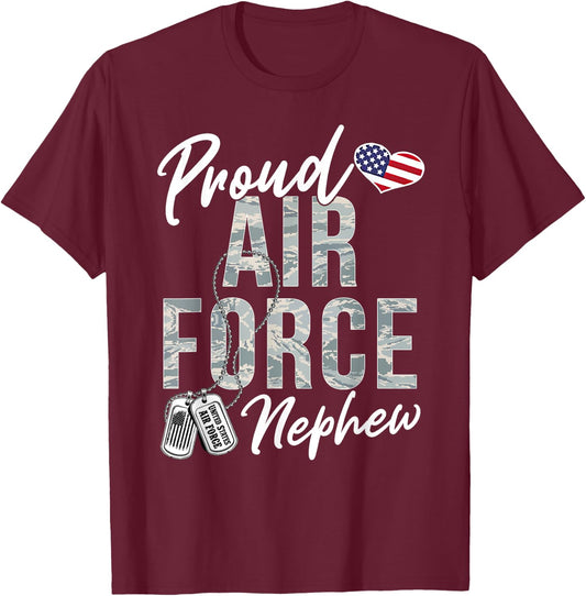 Proud Air Force Nephew US Air Force Graduation Nephew T-Shirt - T-Shirt | Maroon