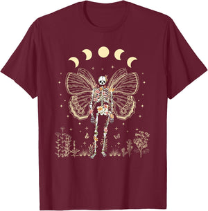 Fairy Grunge Fairycore Aesthetic Butterfly Skeleton Gothic T-Shirt - T-Shirt | Maroon