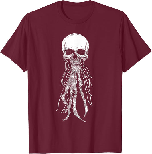 Skeleton Skull Scary jellyfish Halloween Rock n Roll T-Shirt - T-Shirt | Maroon