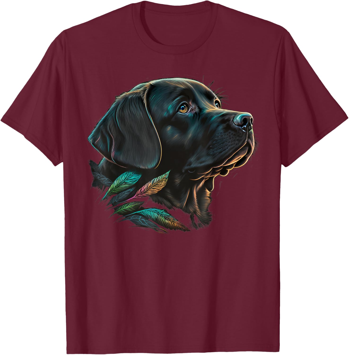 Cute black Labrador Dog on black Labrador Retriever Lover Men Women Kids T-Shirt - T-Shirt | Maroon