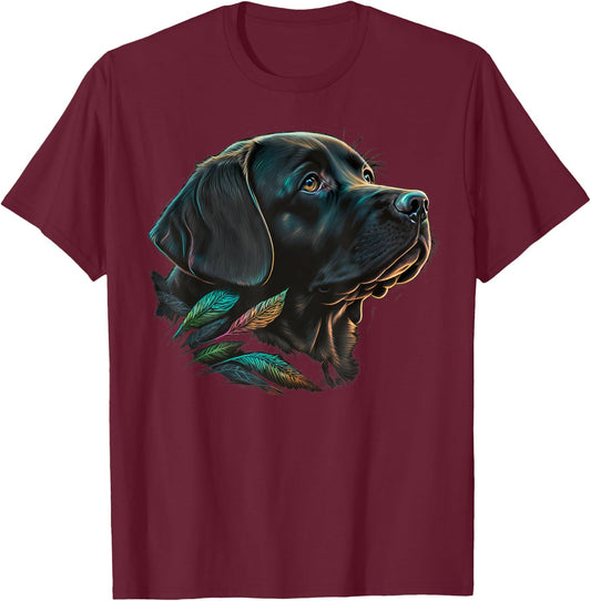Cute black Labrador Dog on black Labrador Retriever Lover Men Women Kids T-Shirt - T-Shirt | Maroon