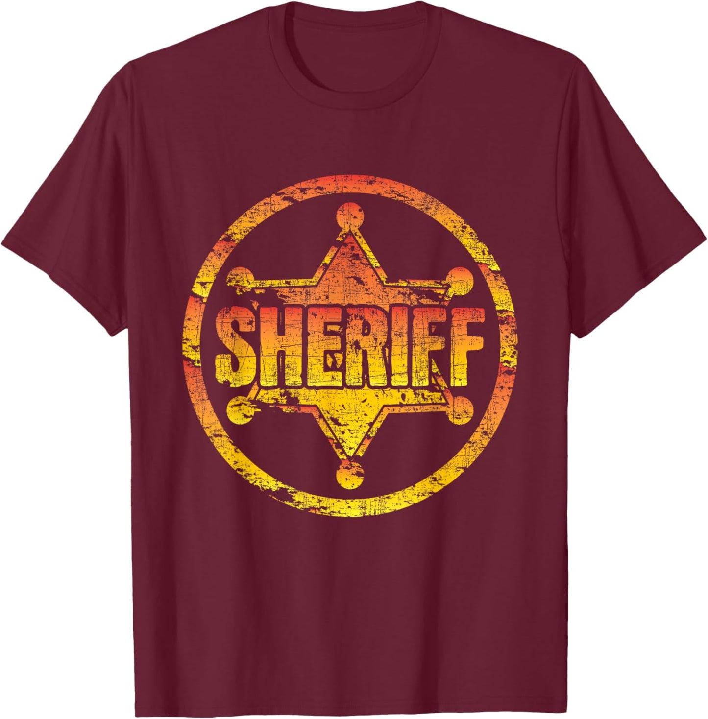 Sheriff - Star Badge Bandit Policeman Policewoman T-Shirt - T-Shirt | Maroon