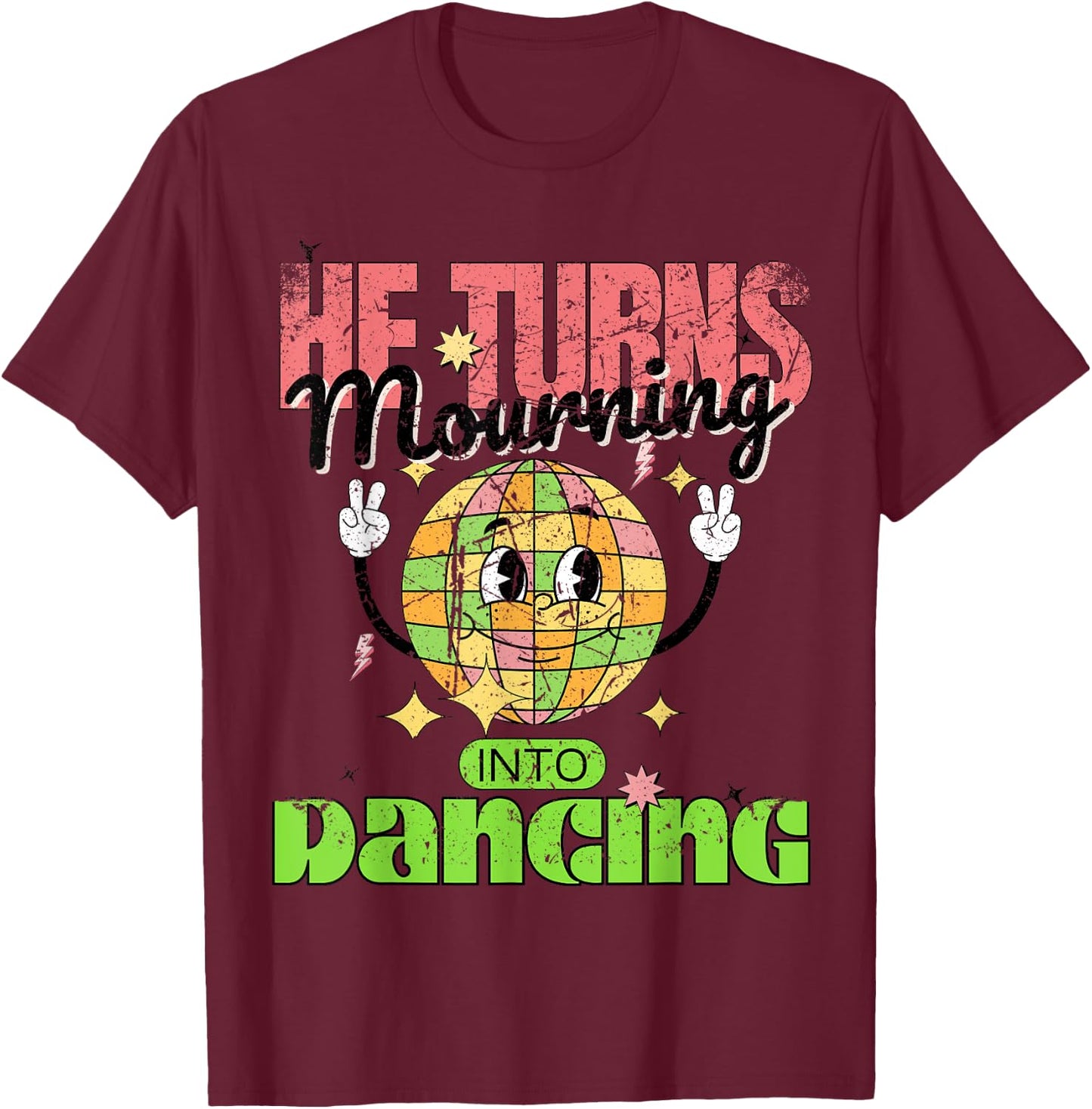 Psalm 30:11 He Turns Mourning To Dancing Christian Retro 70s T-Shirt - T-Shirt | Maroon