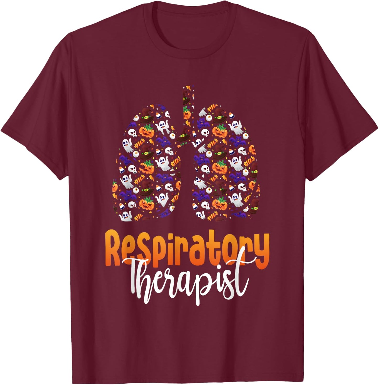 Spooky Respiratory Therapist Halloween Respiratory Therapy T-Shirt - T-Shirt | Maroon