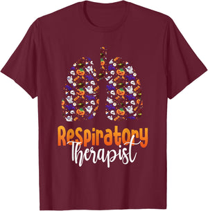 Spooky Respiratory Therapist Halloween Respiratory Therapy T-Shirt - T-Shirt | Maroon