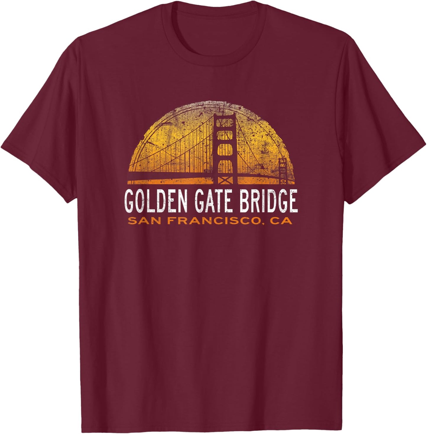 Golden Gate Bridge Vintage San Francisco, CA T-Shirt - T-Shirt | Maroon