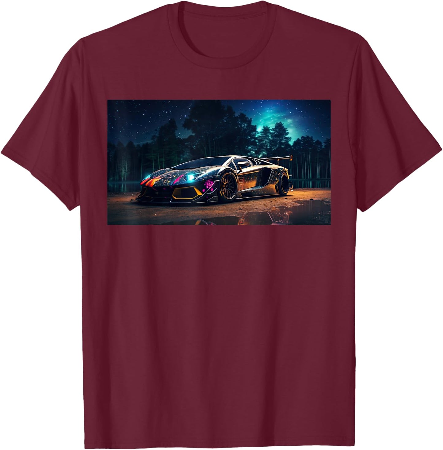 Exotic Supercar Night Racecar Tuning Drift T-Shirt - T-Shirt | Maroon