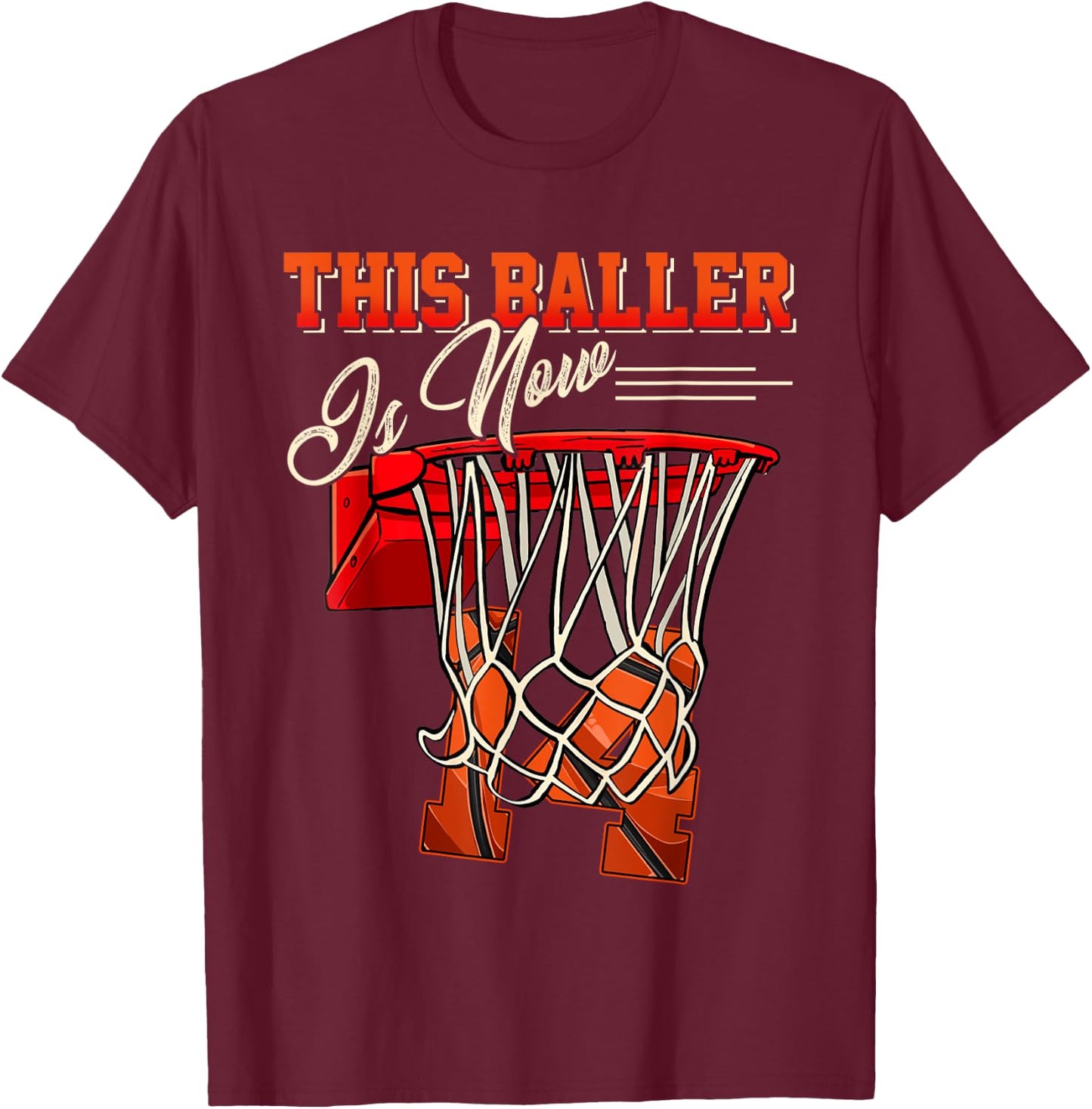 14th Birthday Shirt For Boy Basketball 14 Years Old Kid Gift T-Shirt - T-Shirt | Maroon