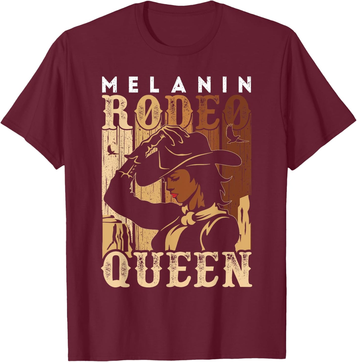 Melanin Rodeo Queen Country Woman African American Cowgirl T-Shirt - T-Shirt | Maroon