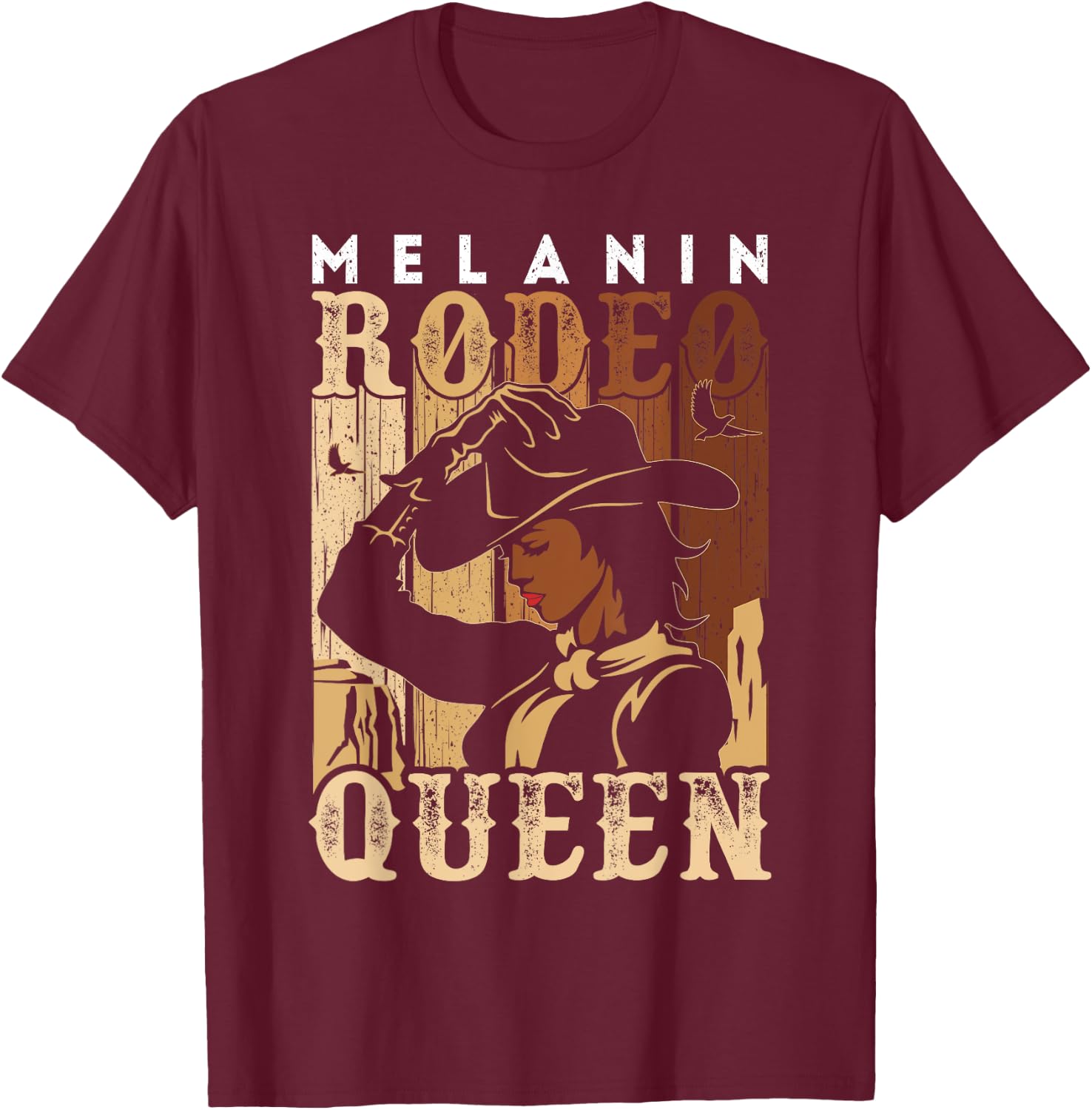 Melanin Rodeo Queen Country Woman African American Cowgirl T-Shirt - T-Shirt | Maroon