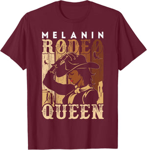 Melanin Rodeo Queen Country Woman African American Cowgirl T-Shirt - T-Shirt | Maroon