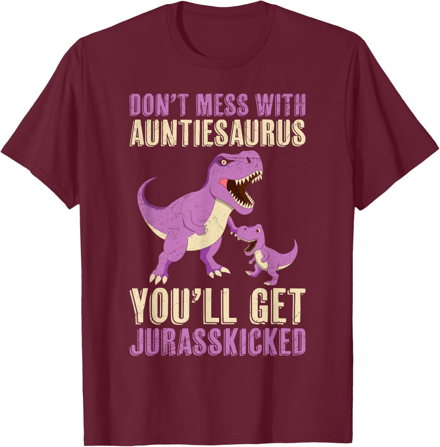 Tantesaurus Mother's Day Aunt Auntiesaurus Rex Dino T-Shirt - T-Shirt | Maroon