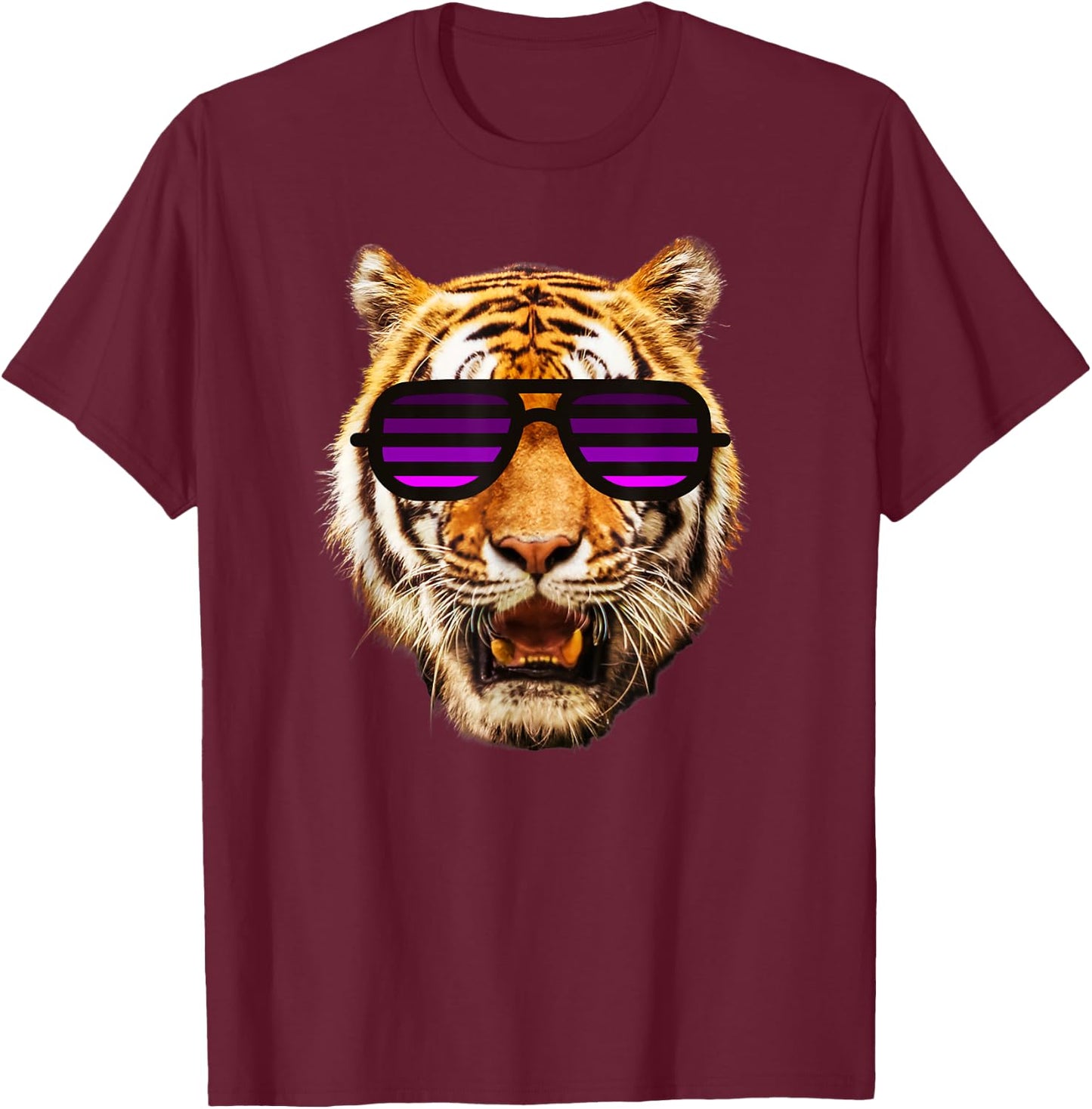 Kids Tiger Striped purple Sunglasses Toddler, Boy, Girl T-Shirt - T-Shirt | Maroon