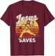 Retro Jesus a Saves Baseball Pitcher Fan Christian T-Shirt - T-Shirt | Maroon