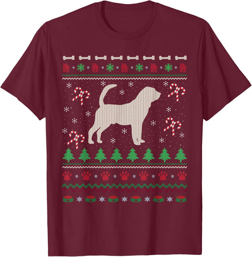 Ugly Xmas Sweater Style Santa Bloodhound Dog Christmas