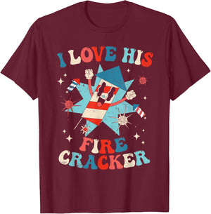 I Love His Firecracker Funny Matching Couple 4th Of July Women Men T-Shirt - T-Shirt | Maroon