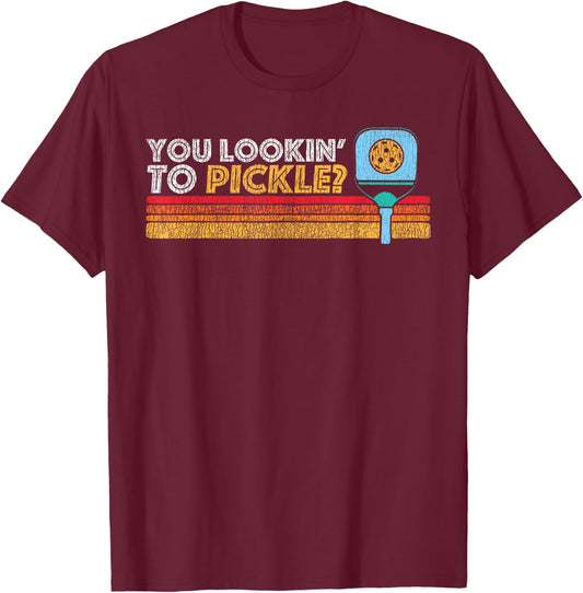 You Lookin' To Pickle? Pickleball Retro 80s FIT2SERVE 90s T-Shirt - T-Shirt | Maroon
