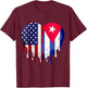 American Cuban Hispanic Heritage Month Cuba Flag Heart T-Shirt - T-Shirt | Maroon