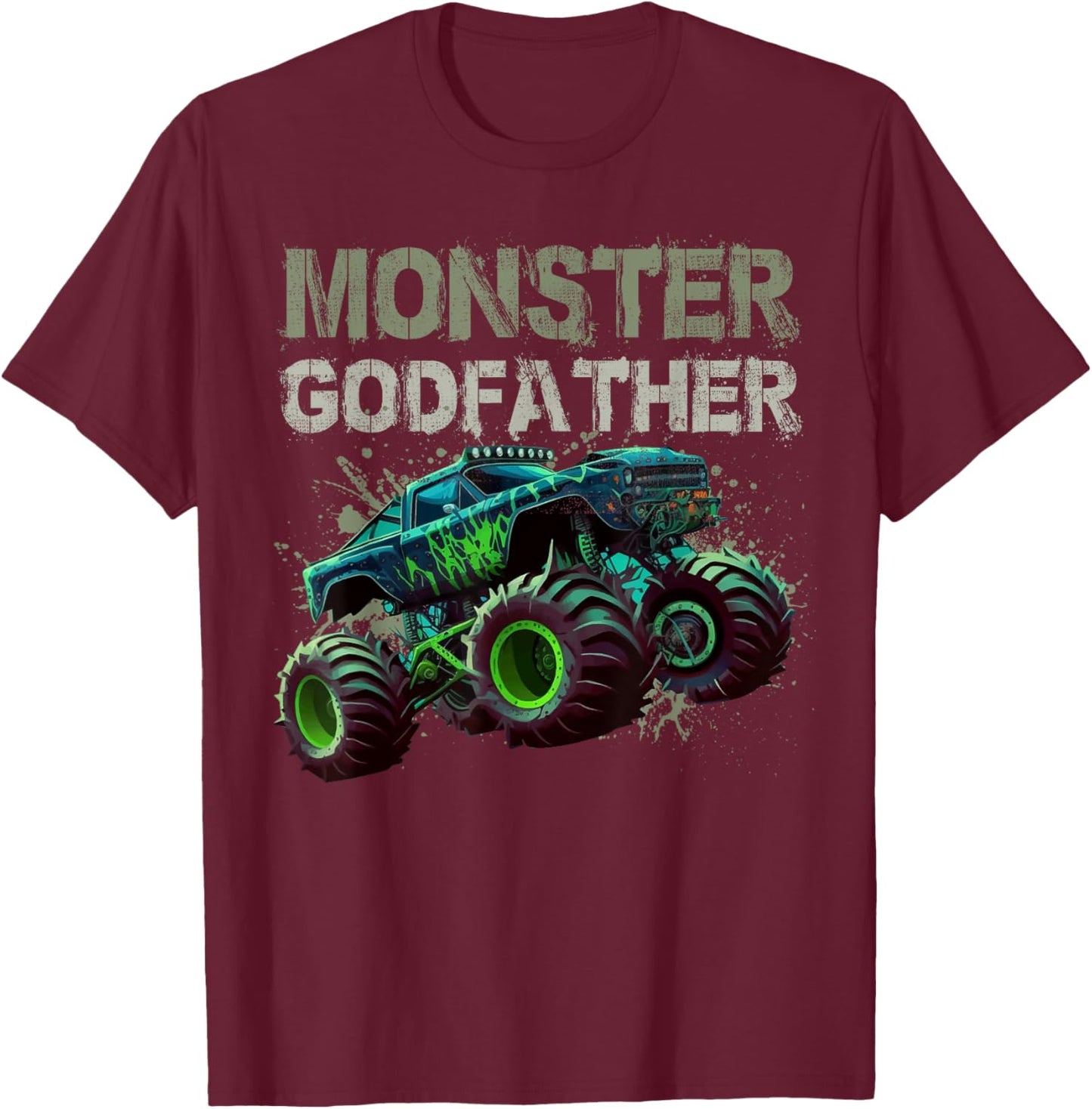 Monster Truck Godfather Family Matching Monster Truck Lovers T-Shirt - T-Shirt | Maroon