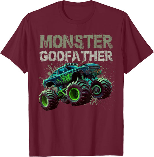 Monster Truck Godfather Family Matching Monster Truck Lovers T-Shirt - T-Shirt | Maroon