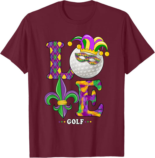 Love Golf Mardi Gras Costume Carnival Golf Lover T-Shirt - T-Shirt | Maroon