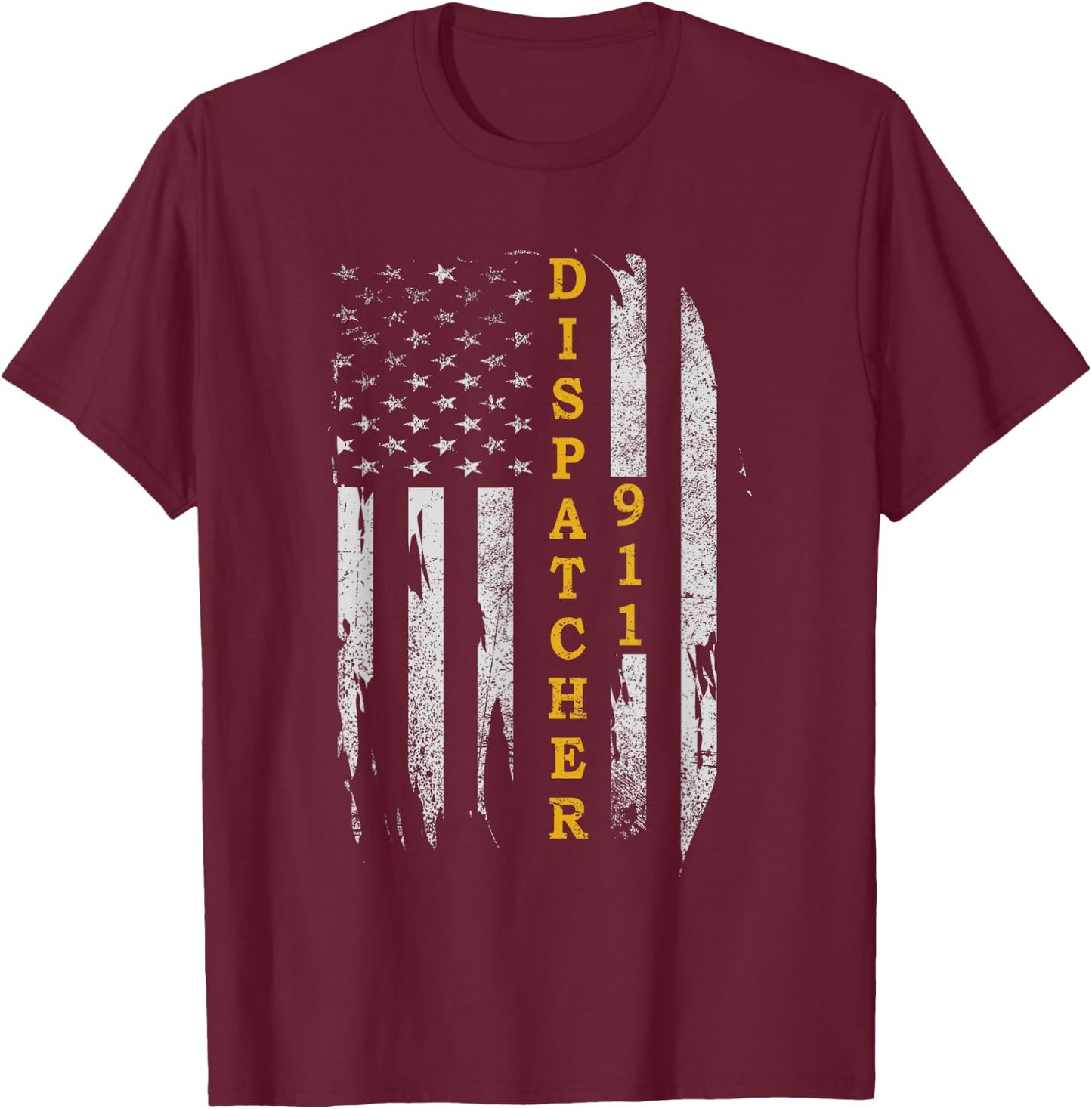 Thin Gold Line Flag American USA Patriotic 911 Dispatcher T-Shirt - T-Shirt | Maroon