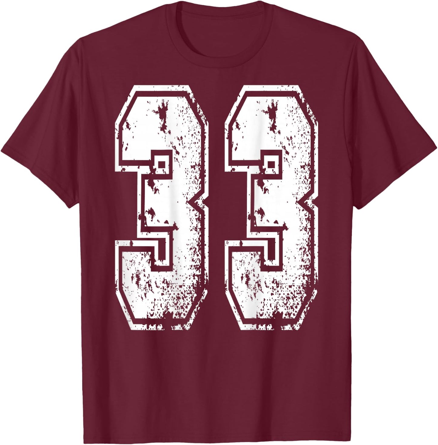 Number 33 Print On Back Of Shirt Number 33 Numbered T-Shirt - T-Shirt | Maroon