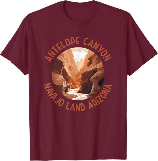 Antelope Canyon Arizona Distressed Circle Vintage T-Shirt - T-Shirt | Maroon