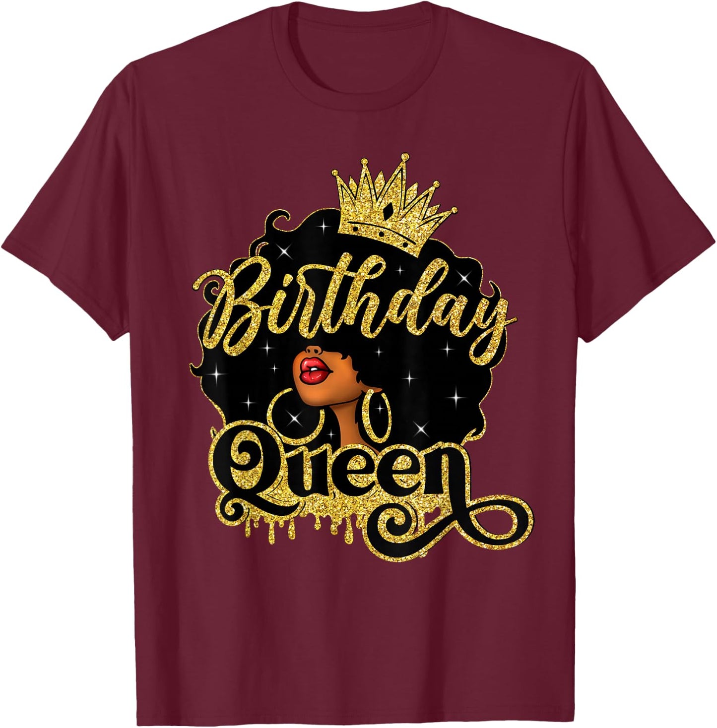 Birthday Afro Women Girls African American Black Queen T-Shirt - T-Shirt | Maroon