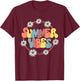 Retro Groovy Summer Vibes Sunflower Hello Summer Vacation T-Shirt - T-Shirt | Maroon