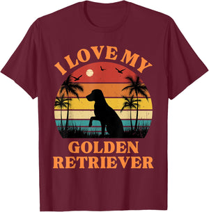 I Love my Golden Retriever - Cute Golden Retriever Lover T-Shirt - T-Shirt | Maroon
