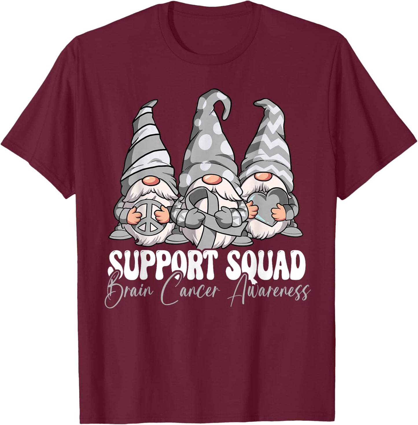 Support Squad Brain Cancer Awareness T-Shirt - T-Shirt | Maroon