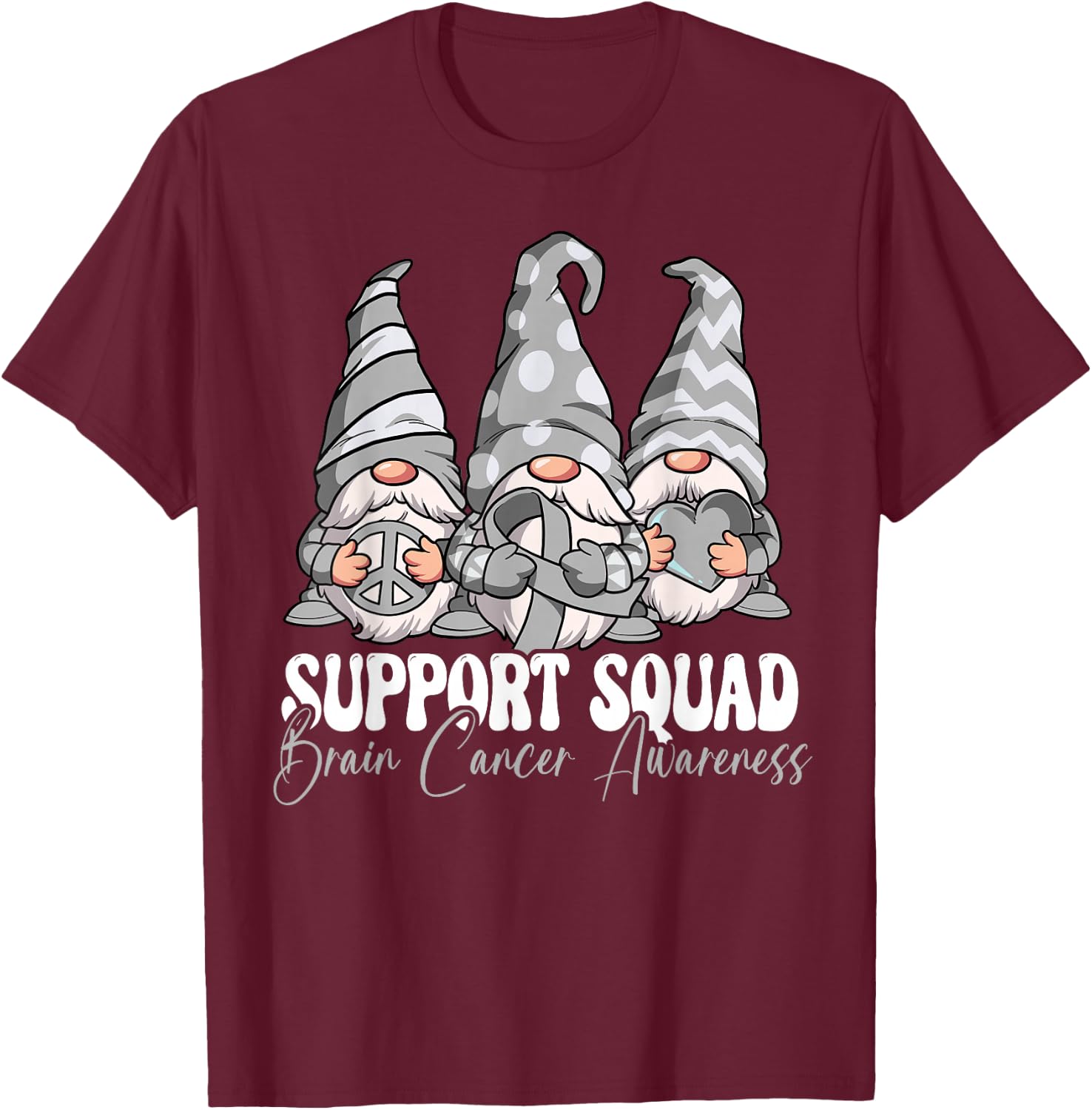 Support Squad Brain Cancer Awareness T-Shirt - T-Shirt | Maroon
