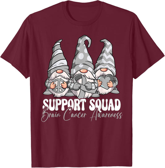 Support Squad Brain Cancer Awareness T-Shirt - T-Shirt | Maroon