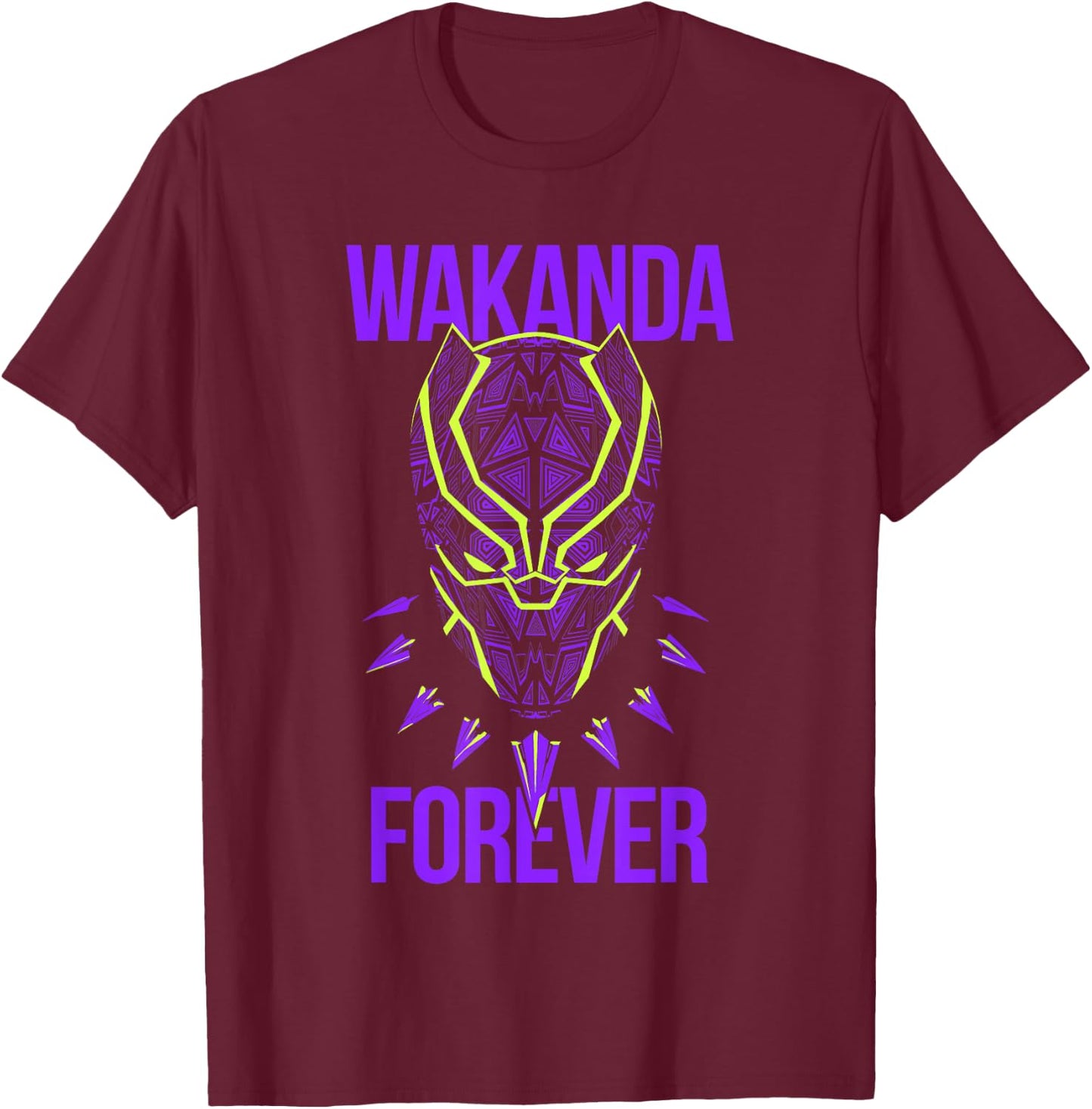 Marvel Comics Retro Classic Wakanda Forever Neon Panther T-Shirt - T-Shirt | Maroon